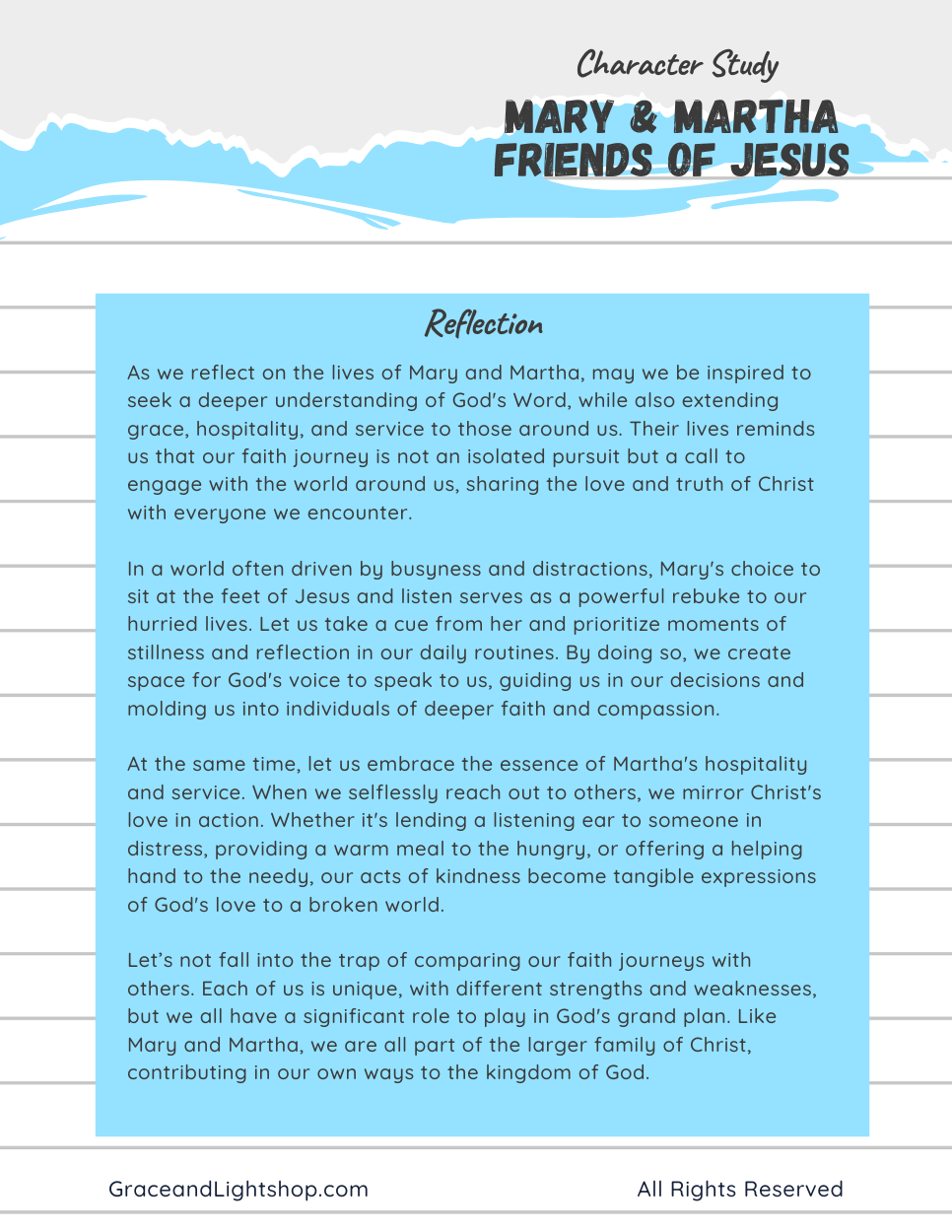 Mary and Martha Friends of Jesus Character Study Bible Study sample page