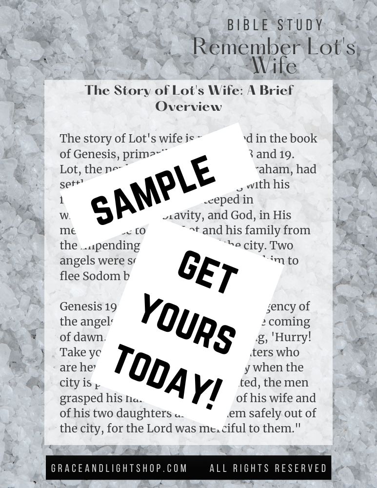 Remember Lot's Wife Lesson + Bible Study Notes Sample Page