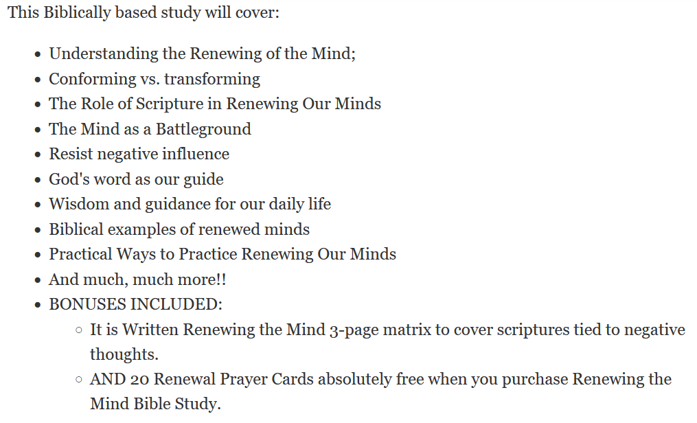 Renewing the Mind What's included