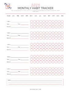 monthly habit tracker -- Bold Action Challenge
