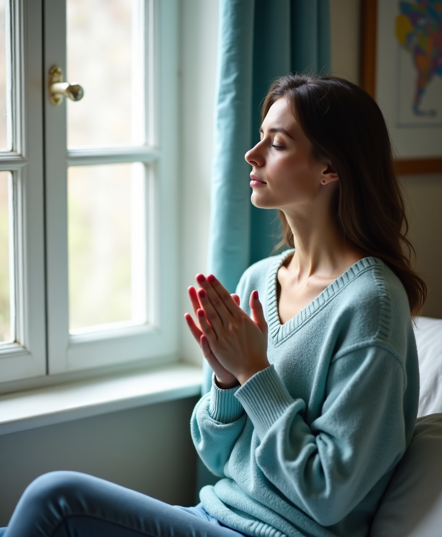 Prayer 2 Woman praying by window